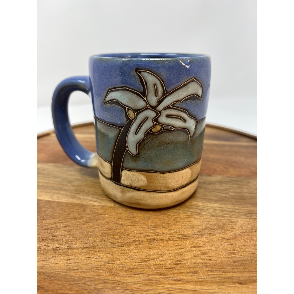 Unique Ceramic Mug Tropical Palm Tree Sunset Sailboat Scene‎